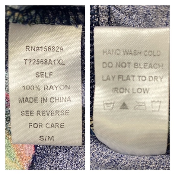 WHITE BIRCH Womens Navy Floral Ruffle Boho Peasant Hippie Kimono Cover Up Sz S/M - Picture 13 of 14